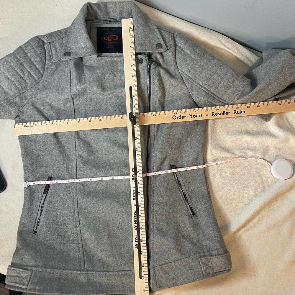 Yoki NY Outerwear Moto gray jacket coat Sz M RN 125639 - Picture 8 of 9
